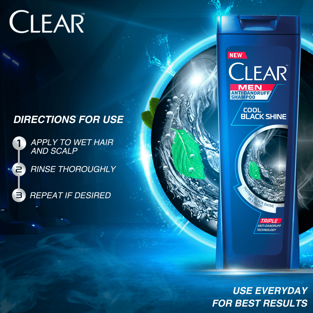 CLEAR COOL BLACK SHINE ANTI DANDRUFF SHAMPOO 185ML